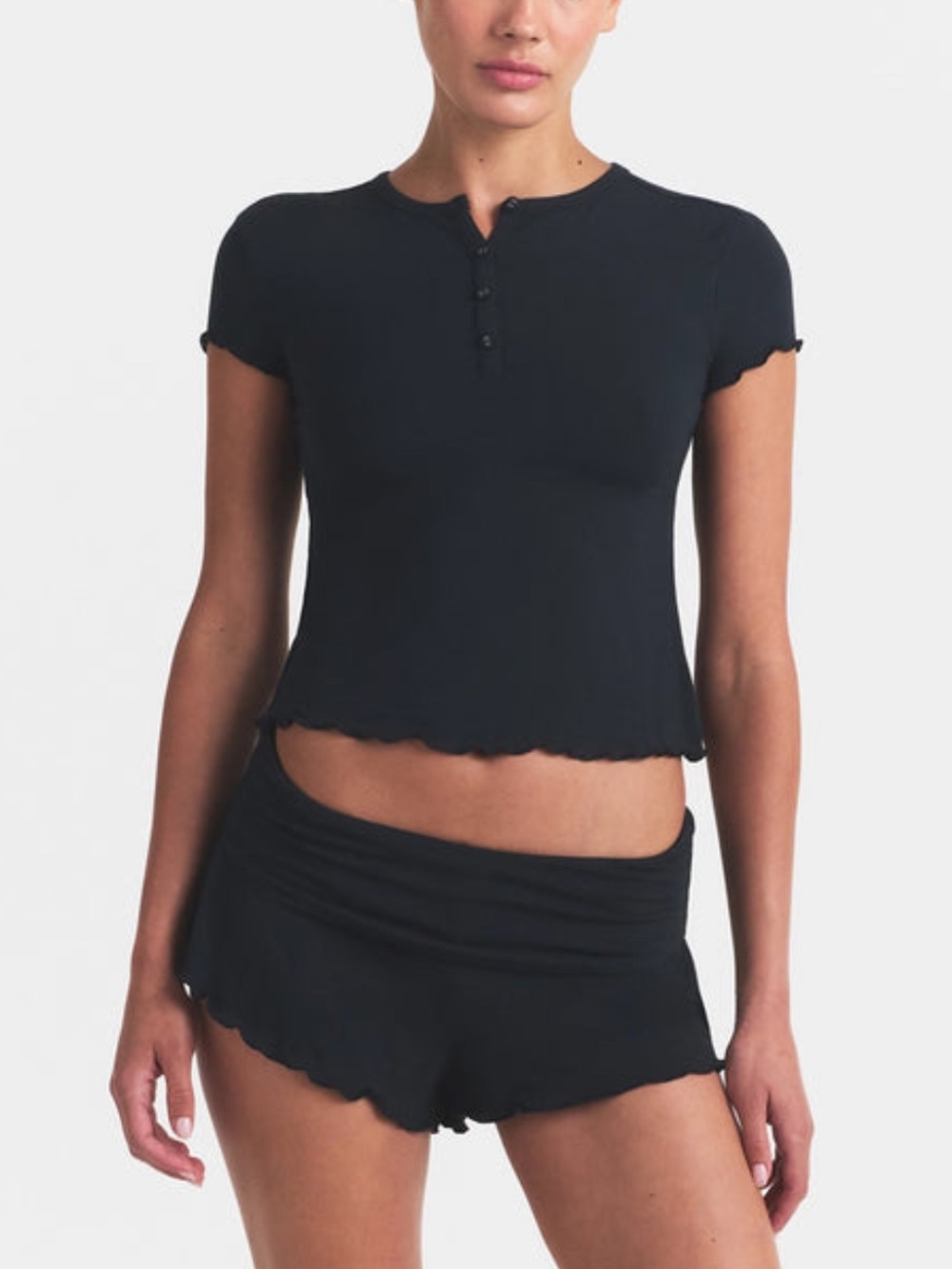 SKIMS HENLEY AND FOLDOVER SHORT SET